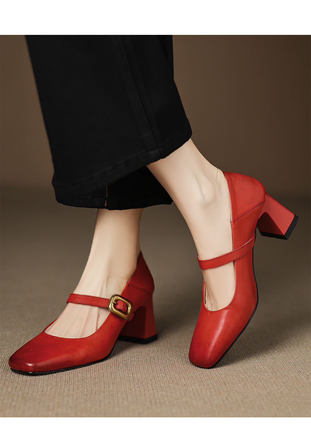 CHIKO Causer Square Toe Chunky Heels Mary Jane Shoes