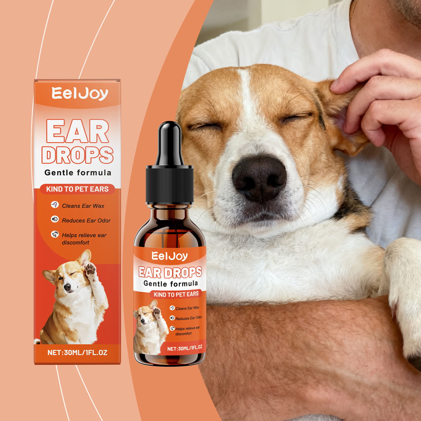 Eeljoy Dog Ear Drops Gentle Cleansing Ear Wax Improves Ear Discomfort Diminishes Odor Daily Care