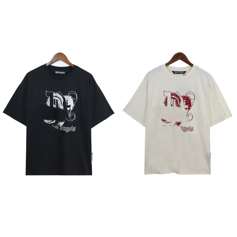 New Palm Angels Dragon Year Embroidered Men's and Women's Spring and Summer Casual Sports Loose Short-sleeved T-shirt