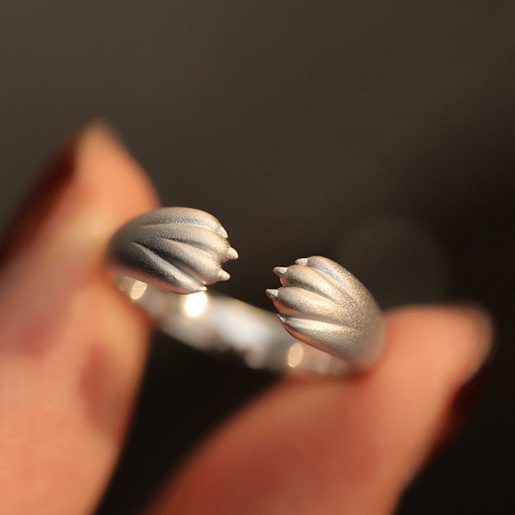 Zodiac Tiger Ring For Women Silver Plated Minimalist Index Finger_voghion.com