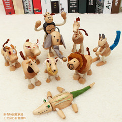 Unique and Creative Home Decor Crafts Office Desk Ornament Wood Made Animal Model Display Toys Plush Doll