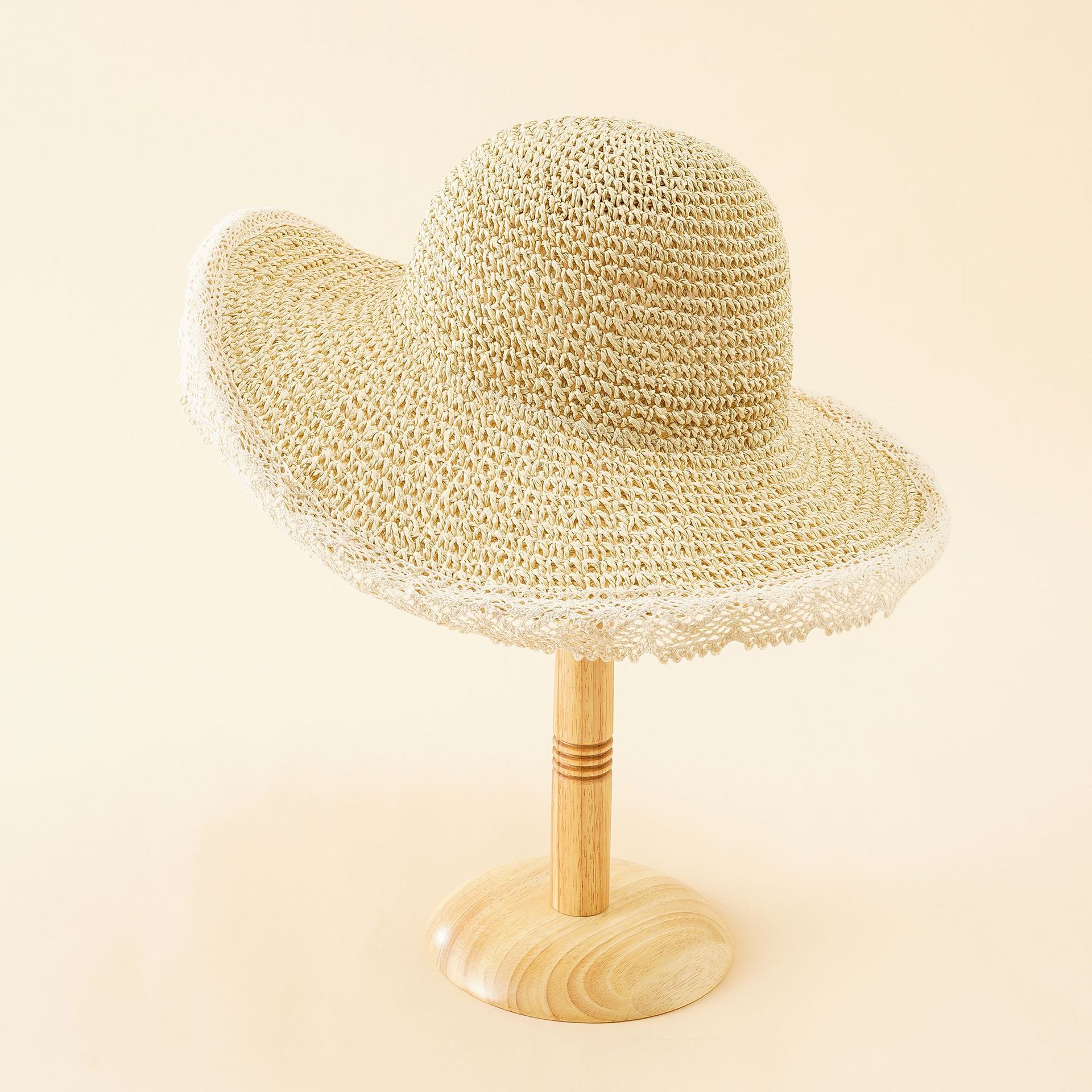 Nuevo sombrero de paja de encaje japonés de verano para mujer playa fresca a prueba de sol sombrero de cuenca estilo coreano de moda a prueba de sol sombrero de paja