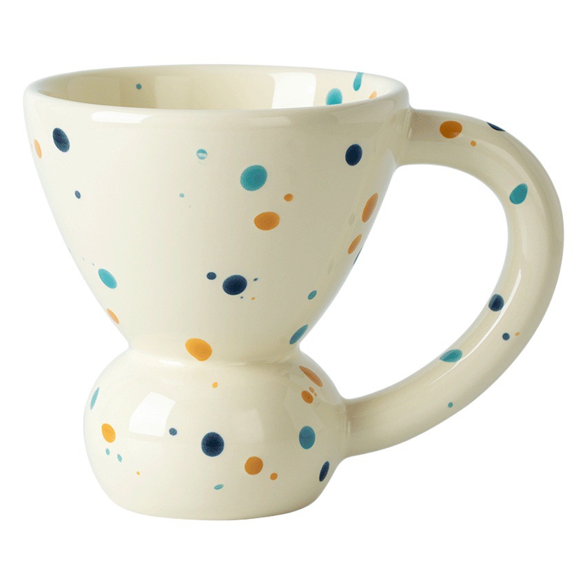 Retro marrón de la leche de alta pierna taza de agua de cerámica nicho sentido diseño hogar mango grande taza de desayuno caja de color resistente a altas temperaturas