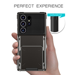 适用三星S25Ultra支架SUV翻盖插卡S24+S23PlusA55华为P40手机壳