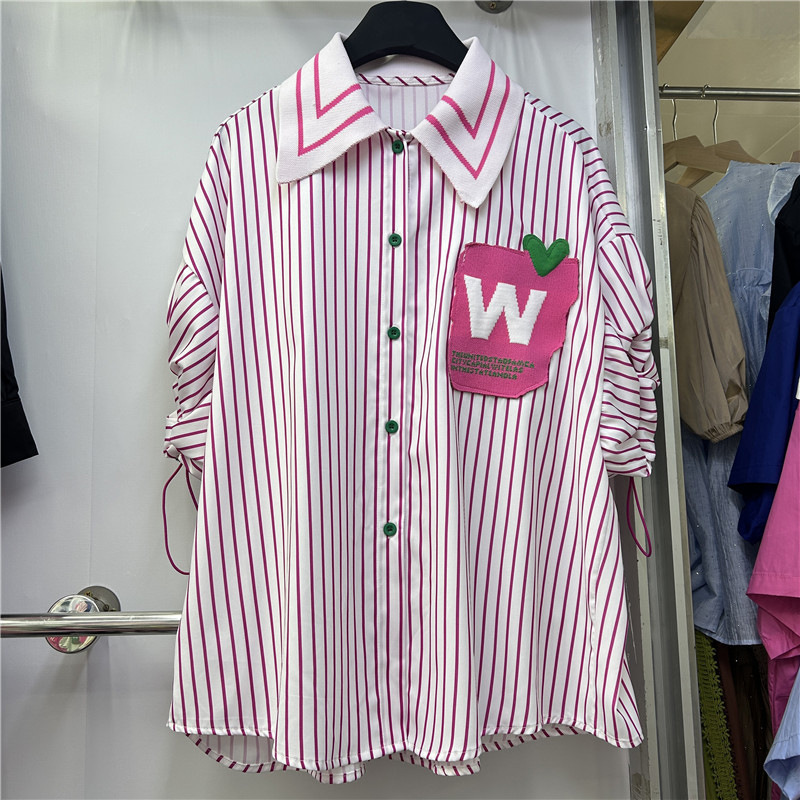 今年流行漂亮彩色条纹衬衫女夏季2025新款小众设计感百搭绝美上衣