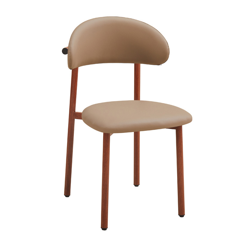 Silla de comedor de lujo ligero, cojín de cuero para el hogar, silla de ocio, silla de recepción de hotel, silla de banquete comercial, silla de comedor