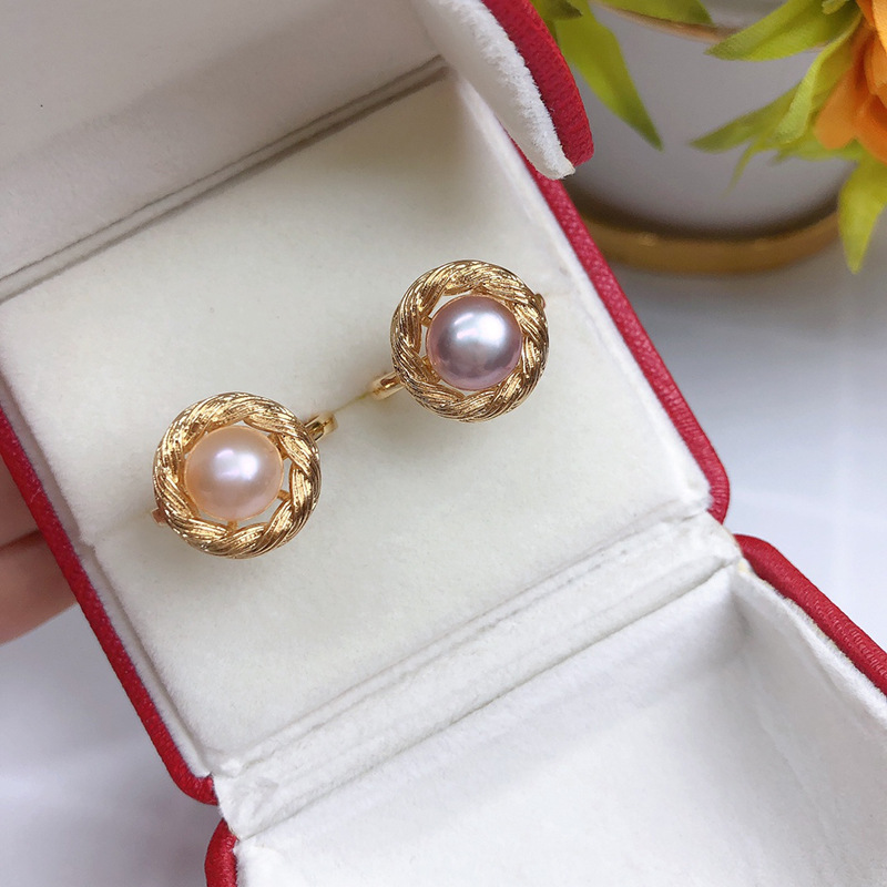 Retro Round Copper Plating Inlay Freshwater Pearl Rings display picture 6