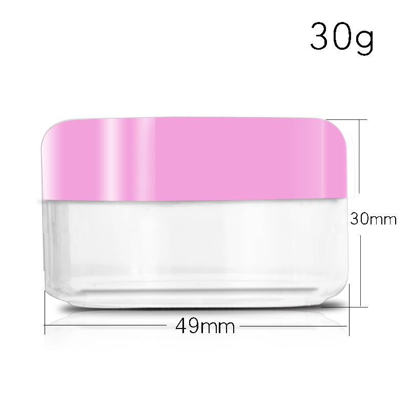 En stock al por mayor caja de crema color transparente/10/20/50g botella cosmética caja de embalaje inferior transparente