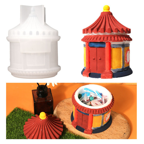 Proud diy glue mold Chinese style building storage box silicone mold mirror resin exclusive to Amazon