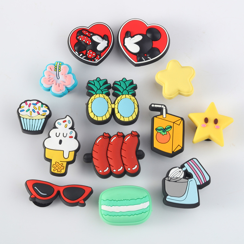 24 Summer Cross-border Garden Cave Shoes Shoes Flower Buckle Shoes Small Red Book with Cute Food Snacks Decorative Buckle Batch