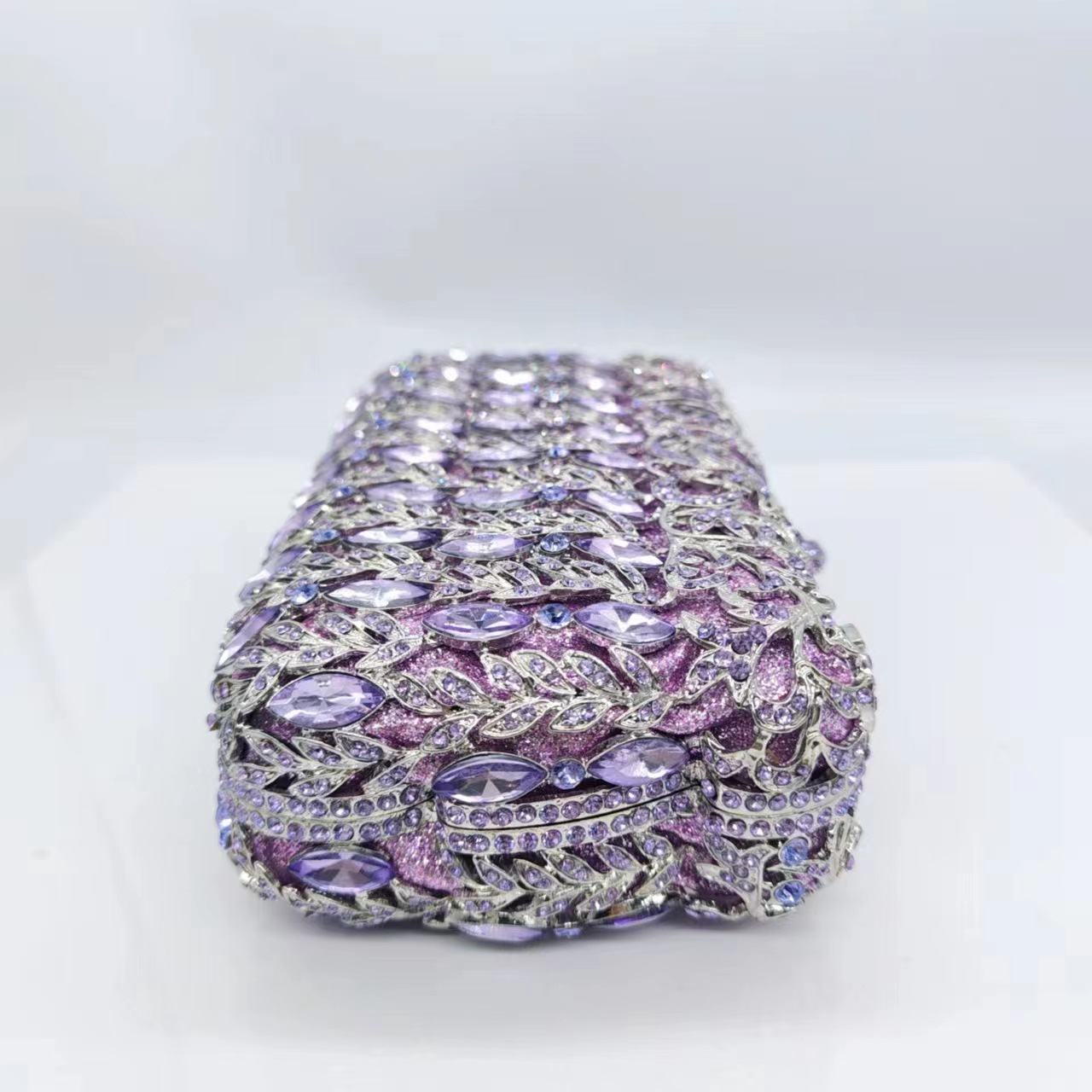 Túi cầm tay nữ pha lê cao cấp kim loại rỗng dự tiệc — Vàng Pha Lê, Màu bạc, Hoa violet, Cá tính đặt làm chi tiết 7