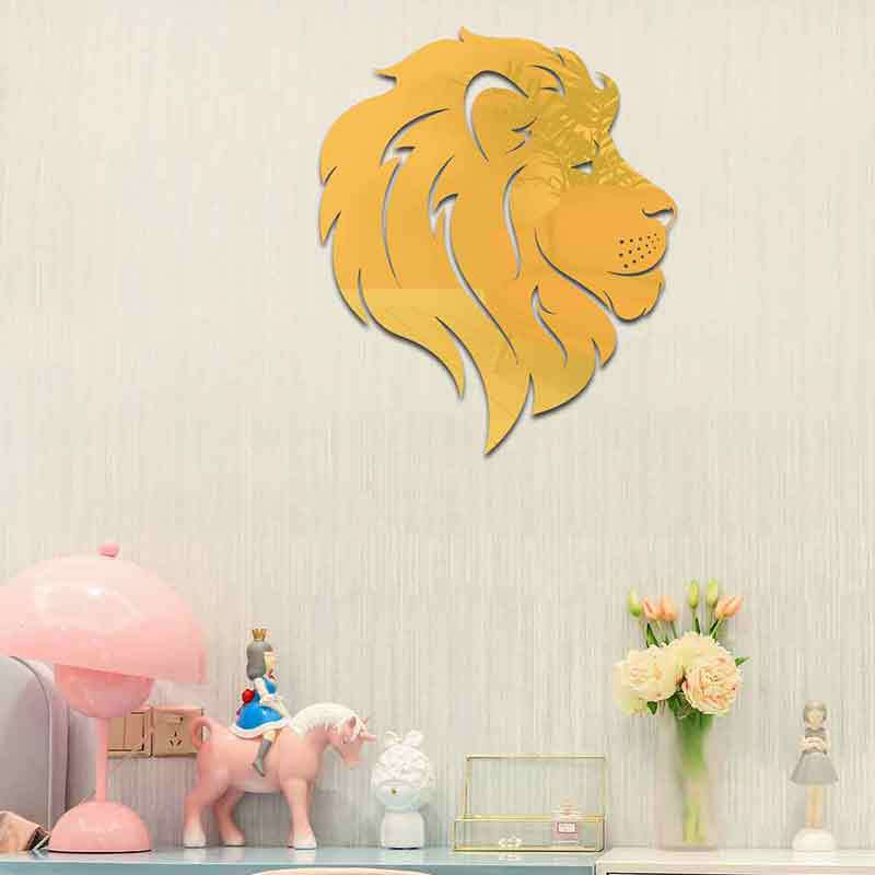 3d lejon akryl spegel väggdekal för vardagsrum och sovrum_voghion.com