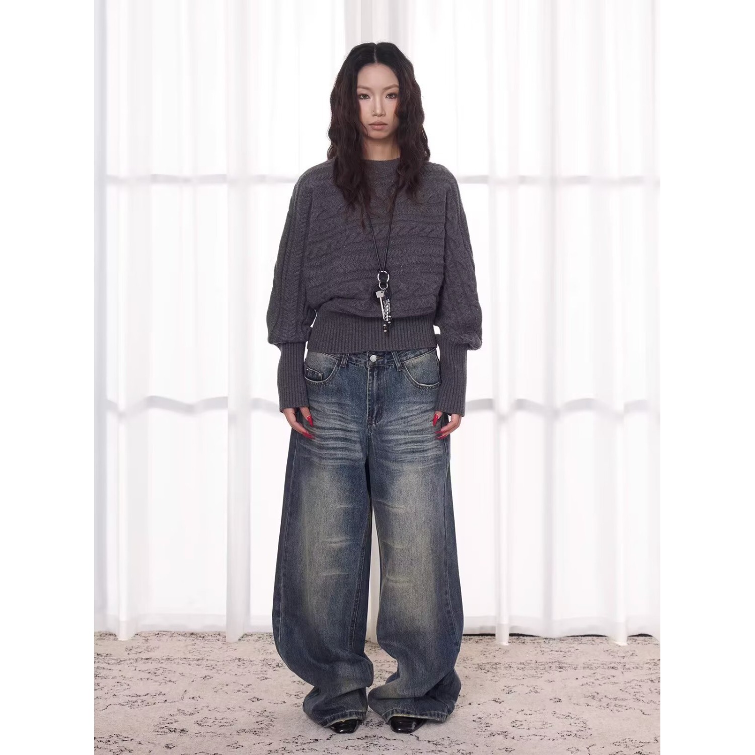 Unisex Retro Washed Distressed Jeans Loose Straight Leg Casual Hip Hop Dance Long Pants Spring/Autumn Summer Wear_ecoleips.com