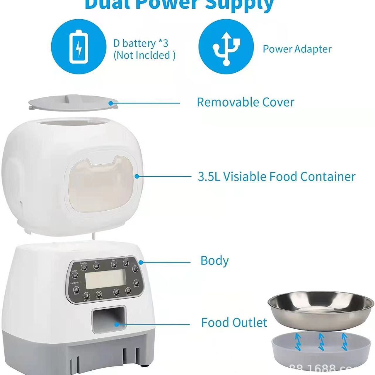 Nuevo alimentador de mascotas de Amazon, éxito de ventas, temporizado y cuantitativo, venta directa de fábrica, totalmente automático