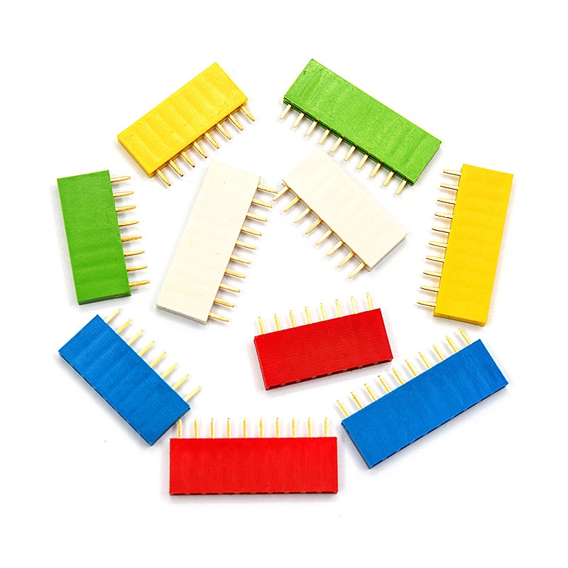 2.54MM间距彩色单排母红色黄色蓝色白色绿排座1*4/5/6/8/10P