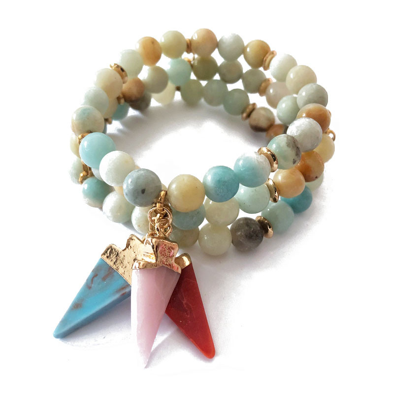 Colored Stone Bead Multilayer Bracelet display picture 10
