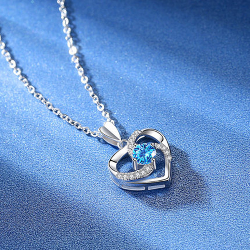 블루 펜던트와 체인 925 스털링 실버