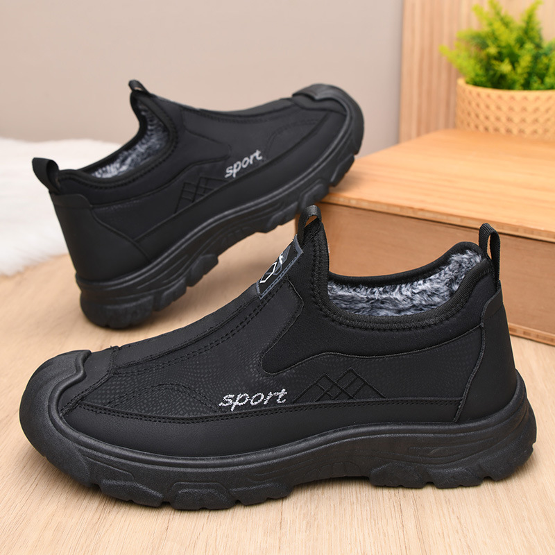 Men's winter cotton shoes, fleece-lined and thickened, slip-on snow boots, comfortable for middle-aged and elderly men, direct from the manufacturer