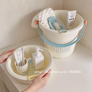 高颜值塑料桶水桶洗脸盆学生宿舍用住校生洗漱用品套装加厚耐用