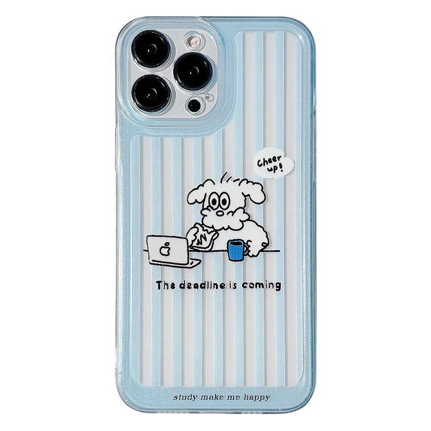 Funda de silicona brillante para iPhone 16, 17 Pro, 14 Plus, 8/X, 13 y 12, estilo coreano original con diseño de perro, compatible con Apple.