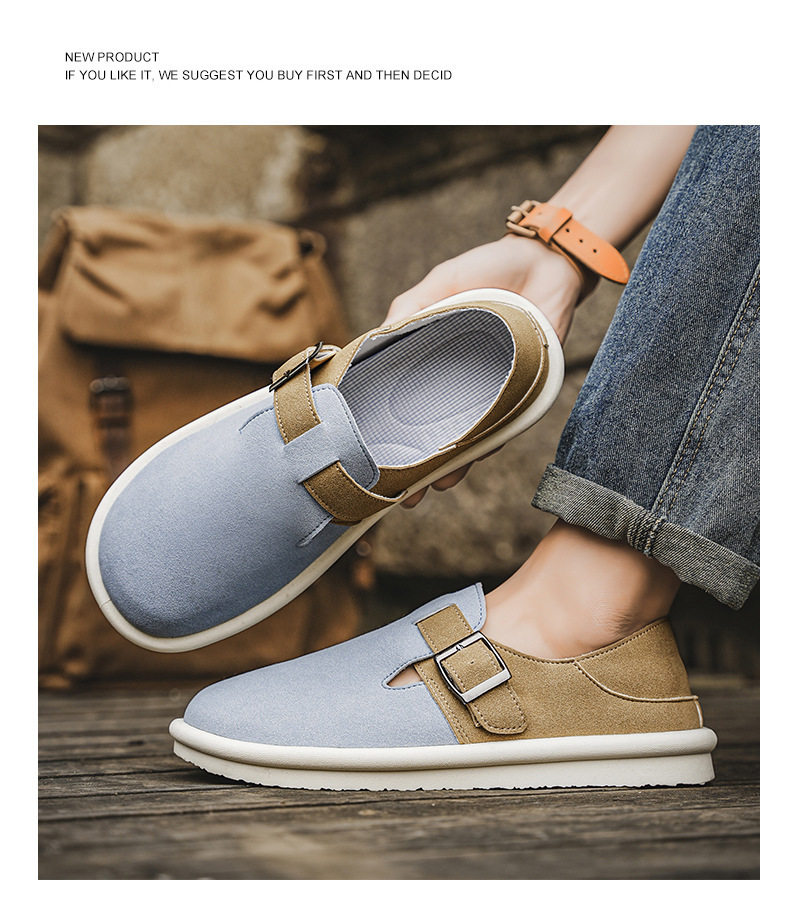 Dép sandal nam nửa gót không quai hậu, thoáng khí mùa hè, đế bằng nhẹ, size lớn 39–47 — BK 502m màu, BK 503m màu, BK 505m màu nâu, BK501 kaki chi tiết 49