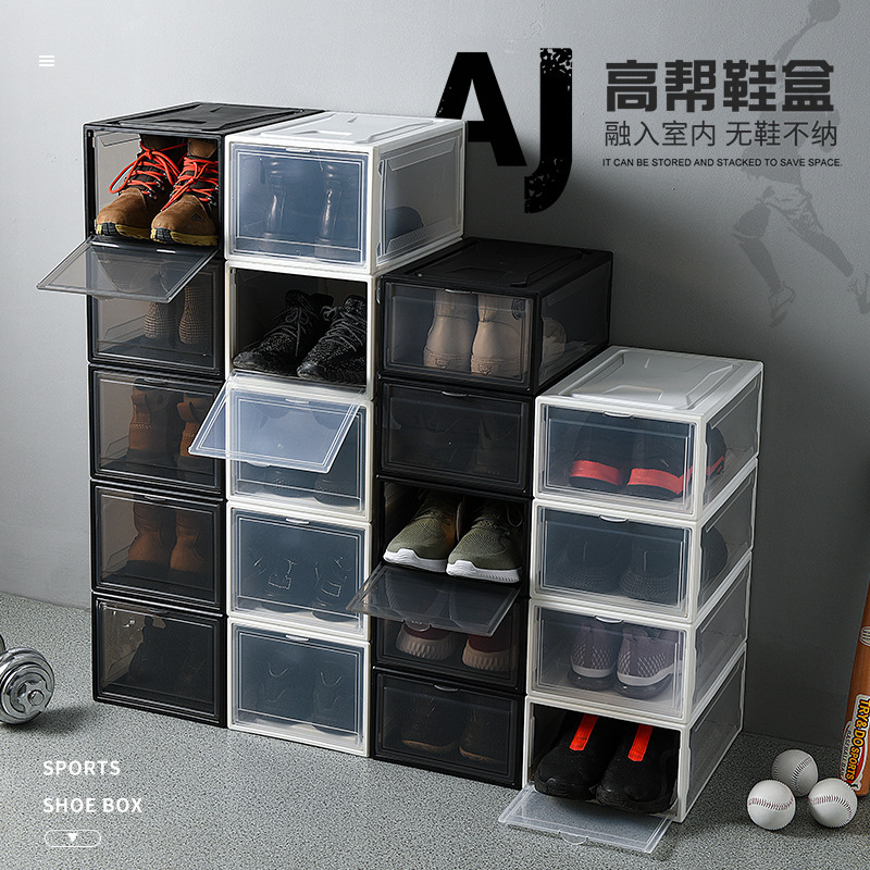 Simple Assembly Sneaker Storage Box, Transparent Basketball Shoe Box, Collection Display Shoe Cabinet, Sneaker Flip-Top Shoe Box for Men and Women