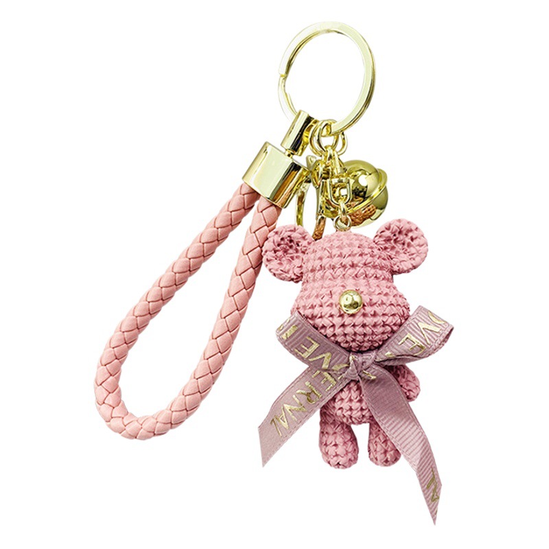 Dibujos animados resina lana oso muñeca coche llavero moda lindo oso muñeca bolsa colgante regalo creativo