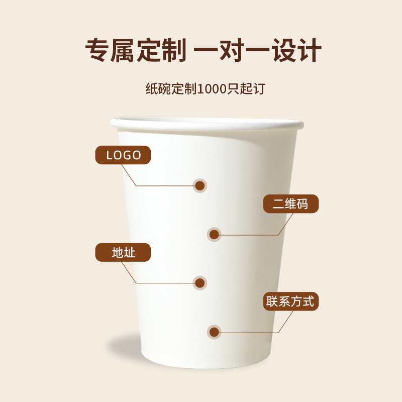 Taza de café desechable engrosada taza de té de leche blanca pura comercial personalizado leche de soja para llevar embalaje doble recubierto taza de bebida fría y caliente