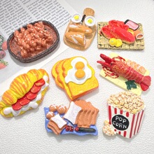 彩绘3D立体螃蟹龙虾麻花树脂配件diy个性创意冰箱贴手机壳装饰贴