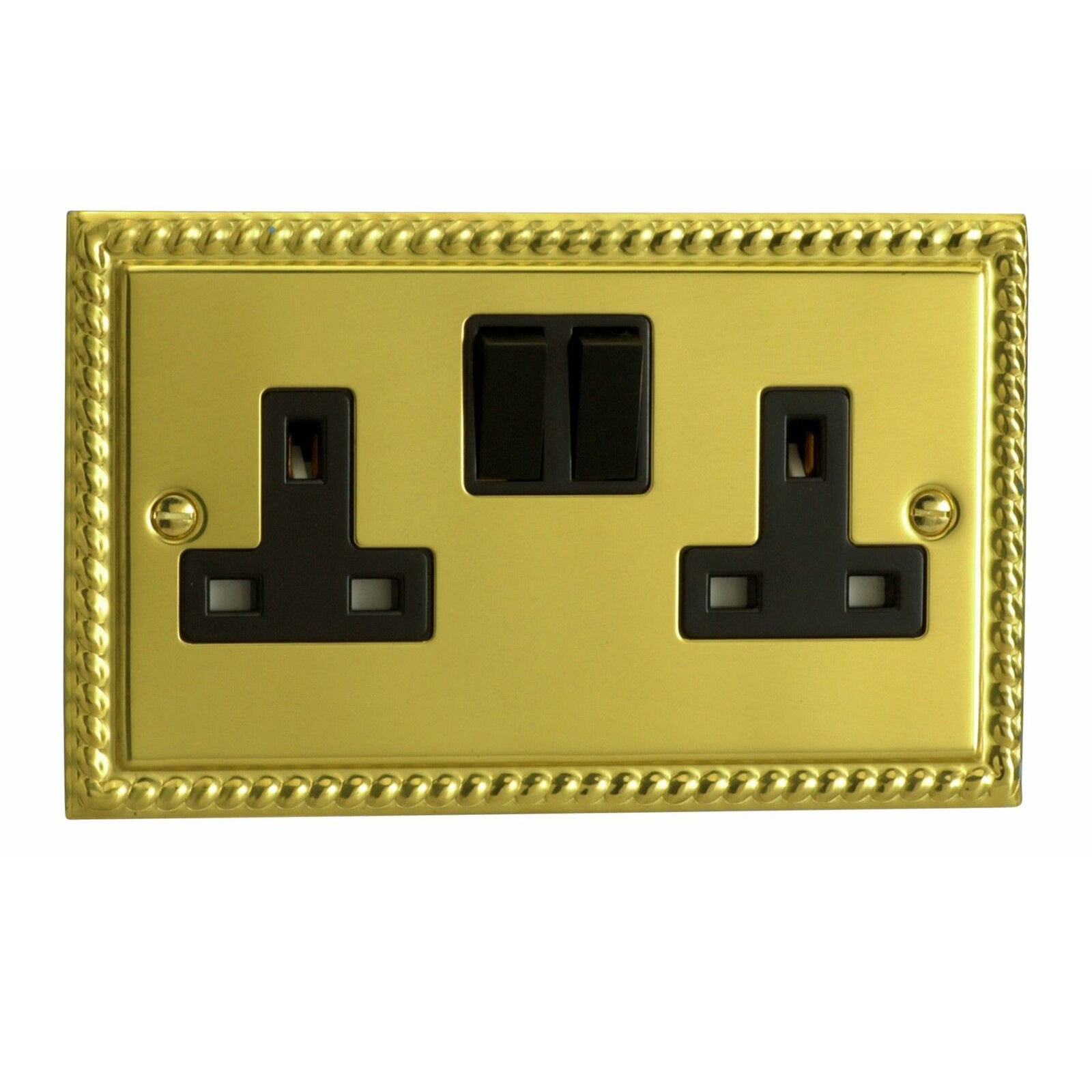 爱尔兰阿联酋铜插座 2 GANG 13A SWITCHED SOCKET GEORGIAN BRASS