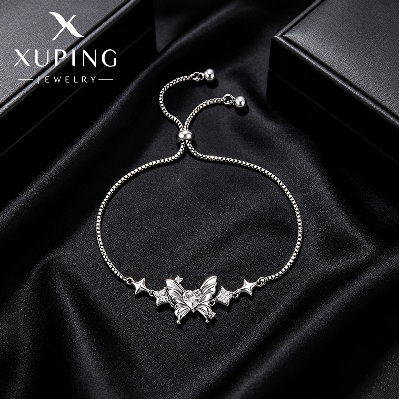 Xuping nicho diseño mariposa estrella pulsera aleación de cobre chapado blanco simple lujoso temperamento joyas al por mayor