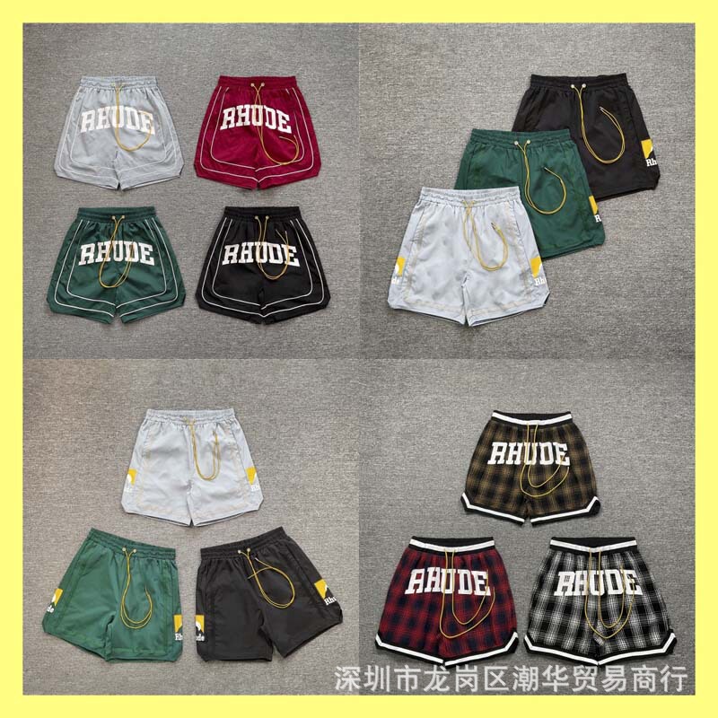 25Ss Cross-Border European and American Trendy Brand Rhude Letter Print Casual Sports Shorts Men's Mesh Beach Pants Five-Point Pants 25Ss Cross-Border European and American Trendy Brand Rhude Letter Print Casual Sports Shorts Men's Mesh Beach Pants Five-Point Pants