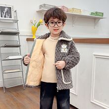 新款三层夹棉罩衣儿童加厚加绒时尚家居服外套男女童冬季保暖护衣
