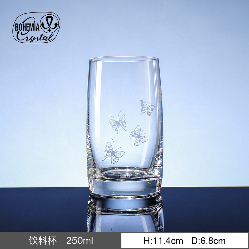 Copa de cristal iridiscente grabada importada de la República Checa, copa de champán con diseño de mariposa, copa de vino tinto, copa de whisky, relieve creativo personalizado.