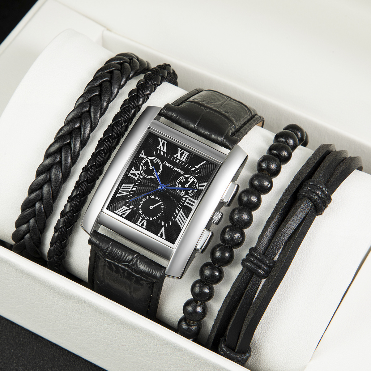Fully managed anti-nuclear price 5-piece Men's quartz watch suit men's leather bracelet watch suit_voghion.com