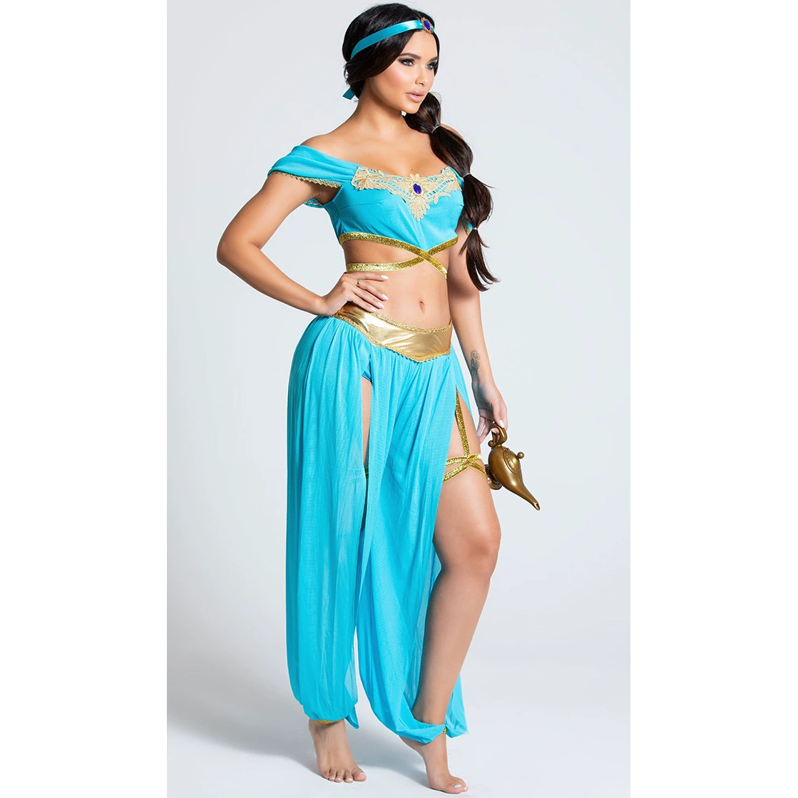 S-XL Sexy COS Costume Festival Party Wear Aladdin Magic Lamp Jasmine Princess Dress Theme Halloween Costume