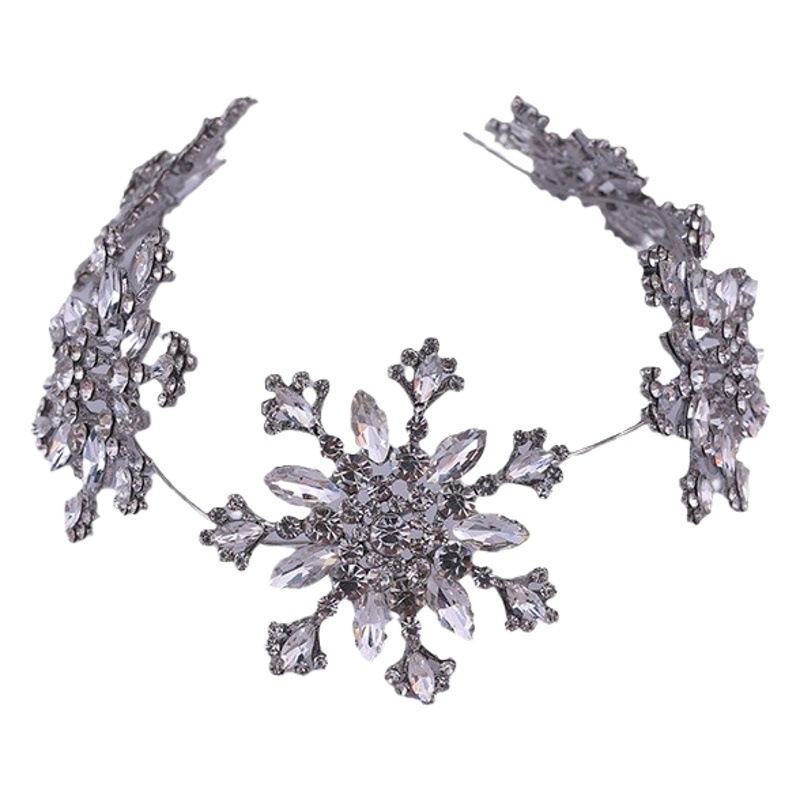 韓国式の新婦の結婚の頭飾りの超フラッシュのドリルのカチューシャのアクセサリーの森系の雪の花の主なウェディングドレスの形のアクセサリー