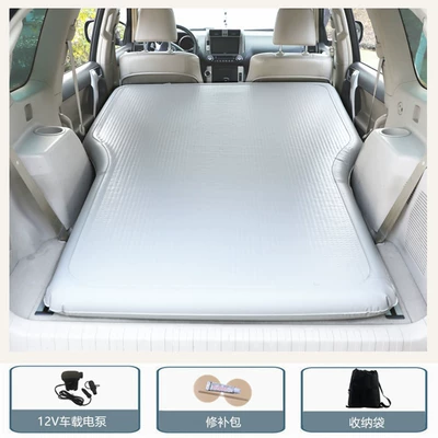 Cross-Border Car Inflatable Bed, Factory Direct Sale, Brushed Spring Cloud Bed, Universal for Suv, Portable, Wear-Resistant, Customizable for Camping (Vehicle-mounted inflatable bed) - light-khakiair-spring-car-bed12v-car-electric-pump