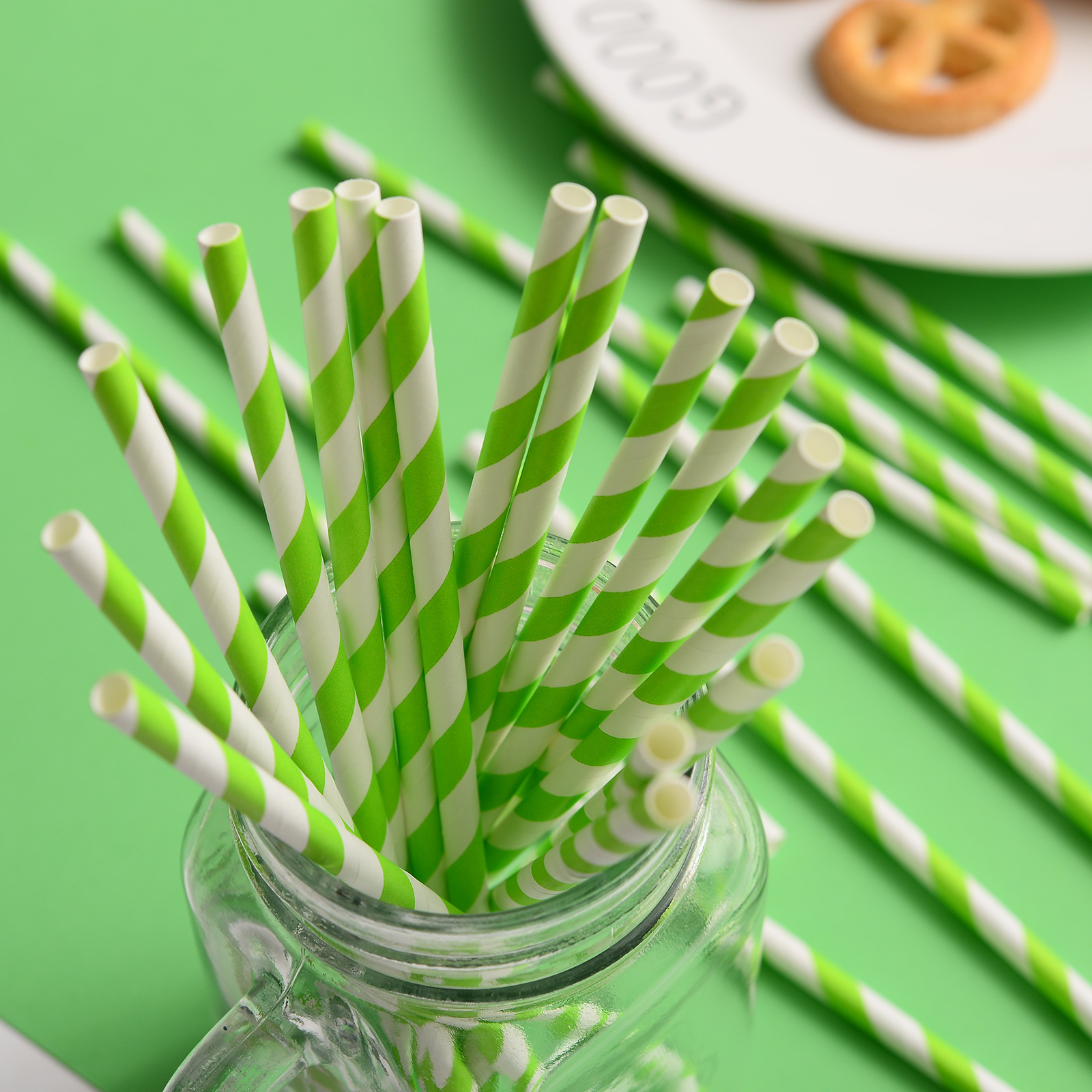 Inventario mayorista alargado paja de papel desechable degradable tira de papel paja de papel té de leche tubo de papel multicolor colorido