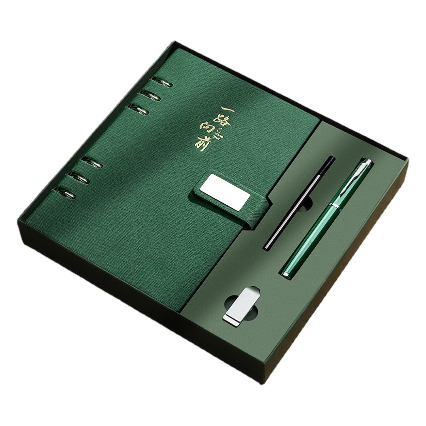 Cuaderno de hojas sueltas A5 engrosado de cuero desmontable B5 de negocios de alta apariencia cuaderno traje caja de regalo