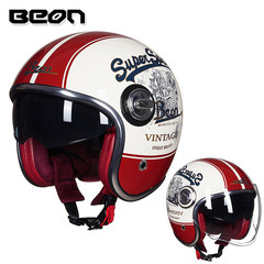 BEON Retro Helmet for Men and Women, Four-Season Motorcycle, Harley Half Helmet, Dual Lens Electric Bike Safety Hat, Summer Sun Protection