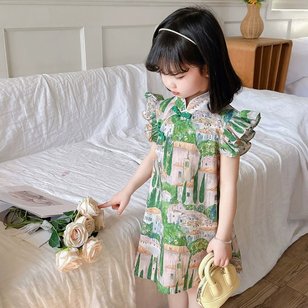 Cheongsam Flying Sleeve Green House