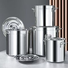 304ステンレス鋼の蓋付きスープバケツ、業務用多目的バケツ、ホテル食堂用米バケツ、水バケツ、高めのバケツ、スープポット