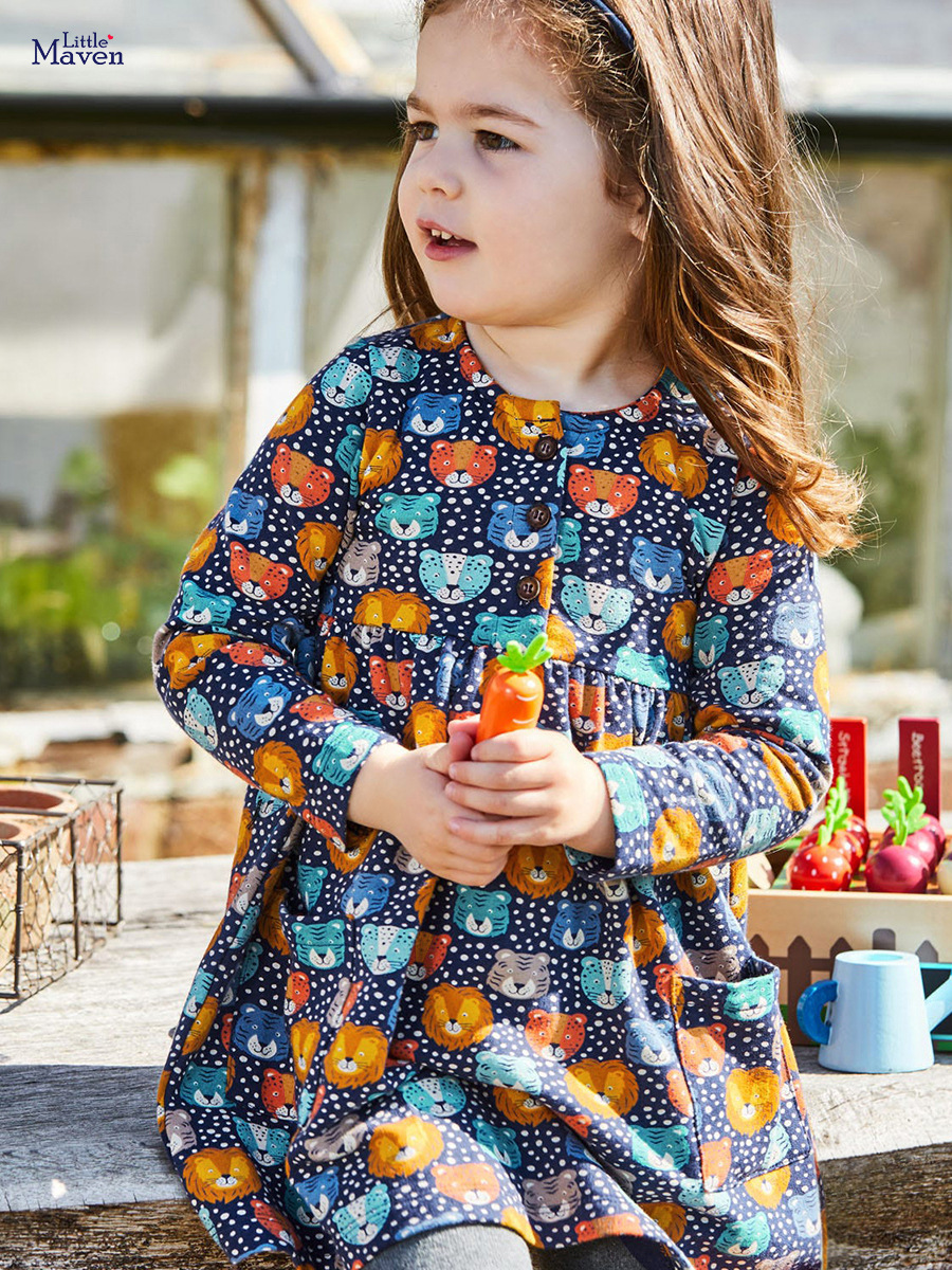 Little maven autumn long sleeve children's skirt European and American girls dress casual cotton children dress