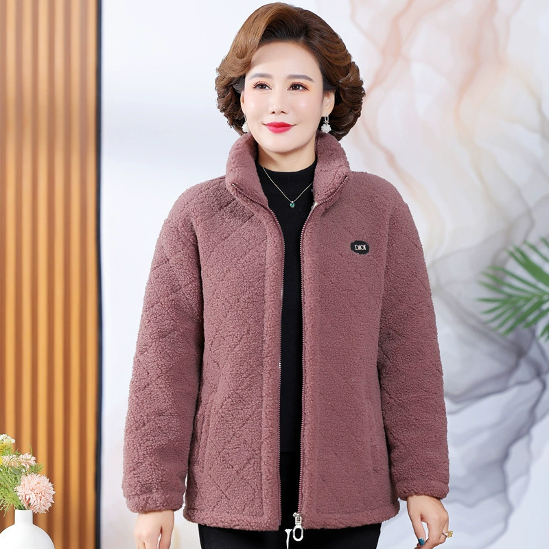 2024 мама хлопчатобумажная одежда среднего возраста женская зимняя теплая хлопчатобумажная одежда модная молния с воротником