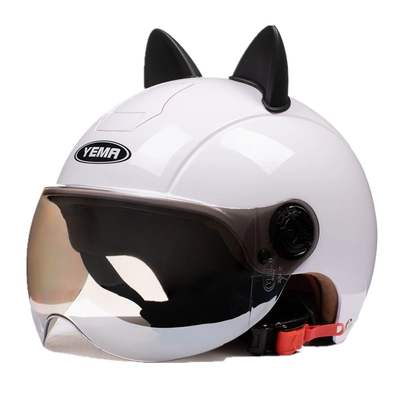 Battery Motorcycle Helmet Helmet Half Motosiklet dəbilqələri - one-size-fits-all-pure-white-black-ear-w-comes-with-warm-ear-protection-removable