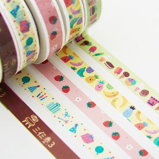 Takeaway narrow tape gift strawberry pattern drink cup lid seal anti-disassembly sealing color takeaway tape wholesale