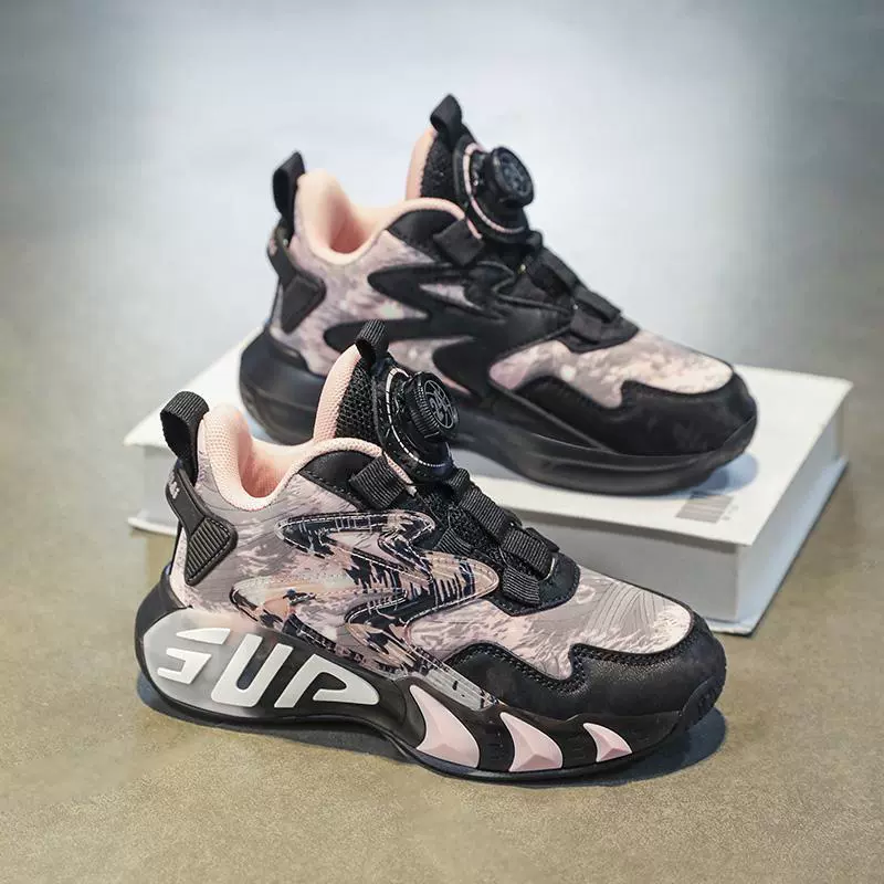Детские баскетбольные кроссовки обувь для мальчиков весна 2025 новые нескользящие кроссовки черные кроссовки для мальчиков среднего и старшего возраста