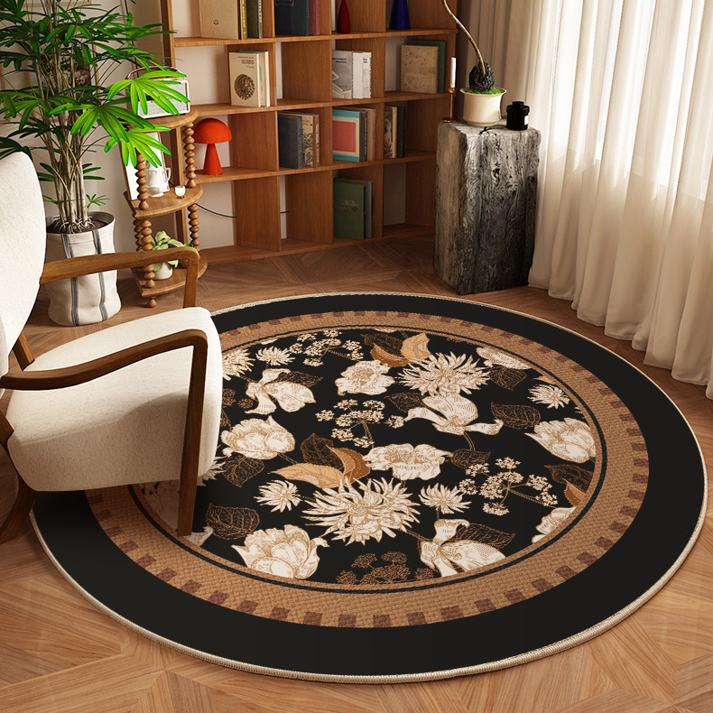 Alfombra de guardarropa retro, sofá de terciopelo belga, mesa de centro, alfombra de silla, alfombra de piso, alfombra redonda, estilo antiguo