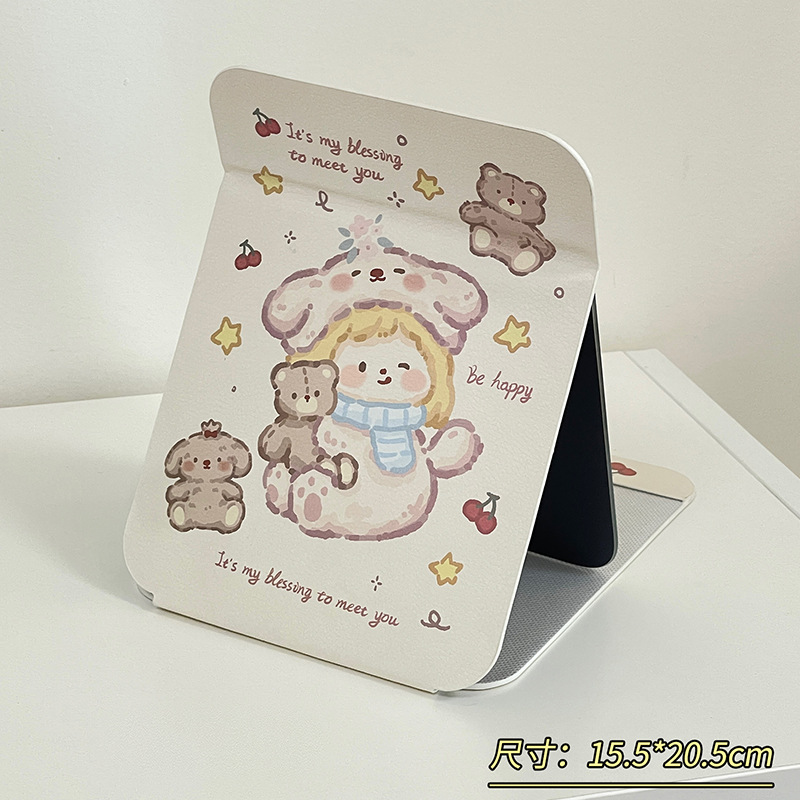 Autumn Bear in wind espejo plegable espejo de maquillaje de escritorio estudiante viaje a casa dormitorio vestidor espejo portátil niños